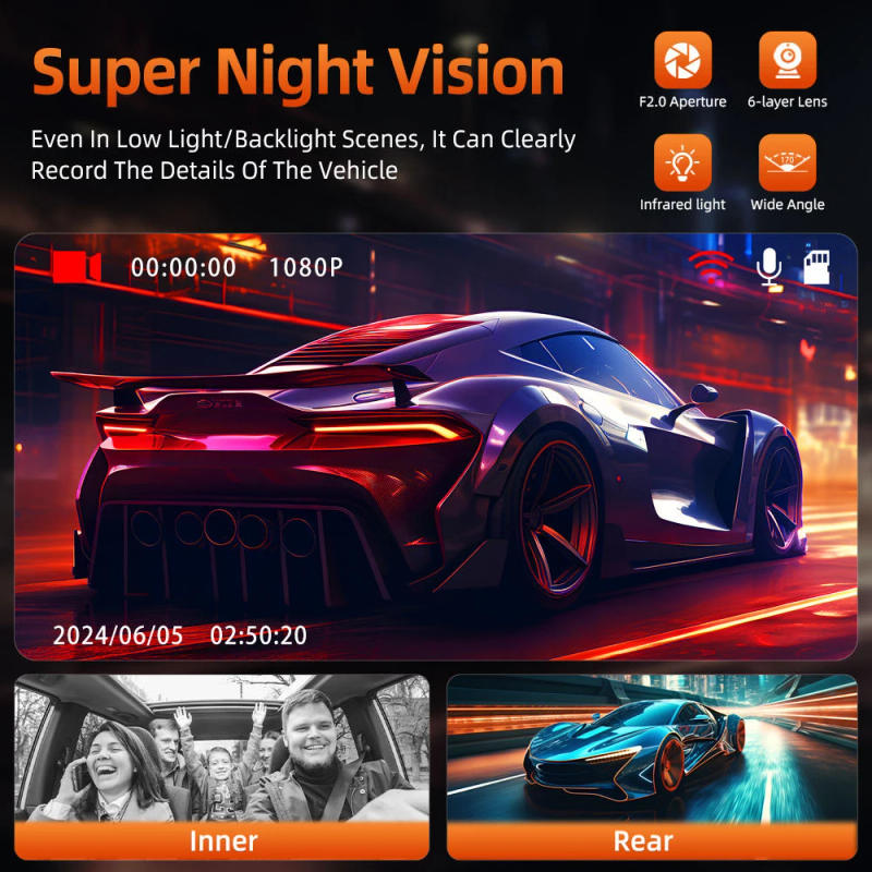 Description Picture 6 of itemWIFI 3Lens Car DVR 1080P HD Dash Cam for Cars Video Recorder Rear View Camera for Vehicle Night Vision Black Box Car Assecories