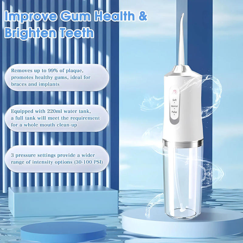 Description Picture 5 of itemOral Irrigator Portable Dental Water Flosser Water Jet Floss Tooth Pick 1 Jet Tip 220ml 3 Modes Teeth Cleaner