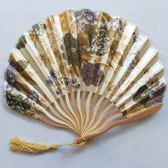 Hand Fold Fan Retro Adornment Woman Man Dance Props Wedding Living Room Cabinet Decor Bamboo Wood Silk Flower Folding Fan