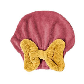 Fast Drying Hair Turban Wrap Towels Shower Cap Extrame Soft Quick Dry Magic Hair Turban Wrap Bow-Knot Shower Cap