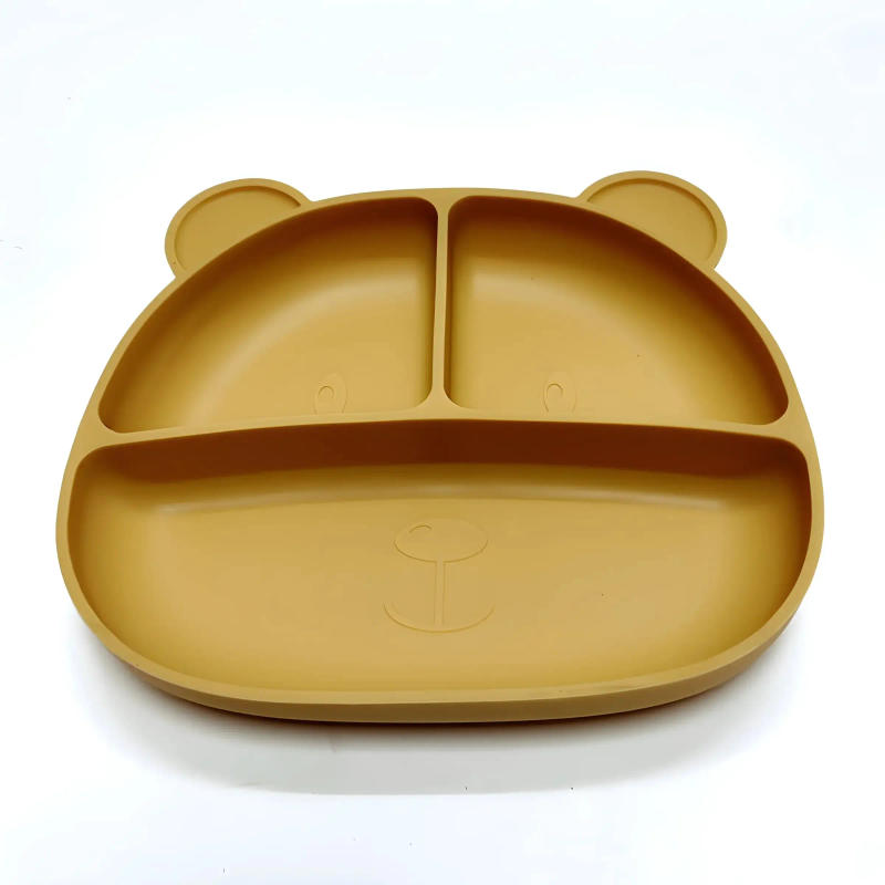Description Picture 2 of itemChildren's Silicone Dinner Tray Food Grade Drop Proof Baby Tableware Baby Complementary Compartment Tray Bear Tray