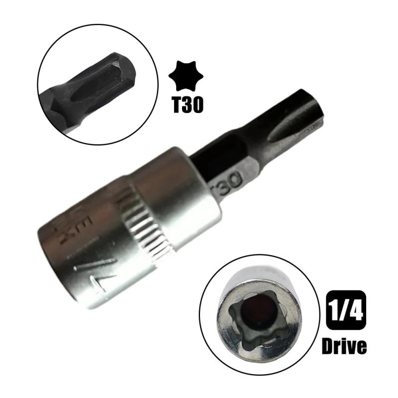 Description Picture 3 of item1pc Torx Bit Sockets 1/4 Inch Driver Star Bit T8-T40 Screwdriver Bits  Wrench Socket Adapter Extension Rod Hand-Tools