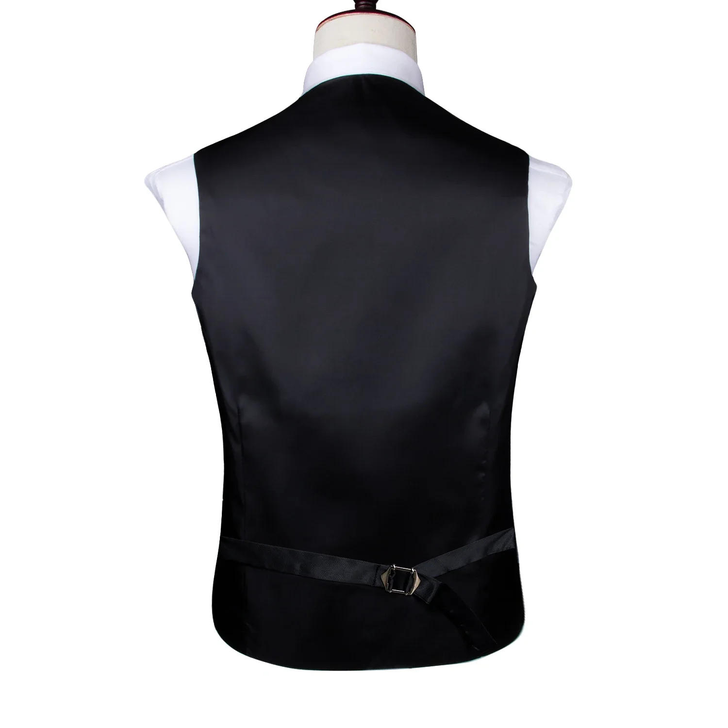Description Picture 3 of itemSilk Vest for Men Oversized  Black Silver Green Pink Red Purple Gold Slim Suit Waistcoat Hanky Cufflinks Set
