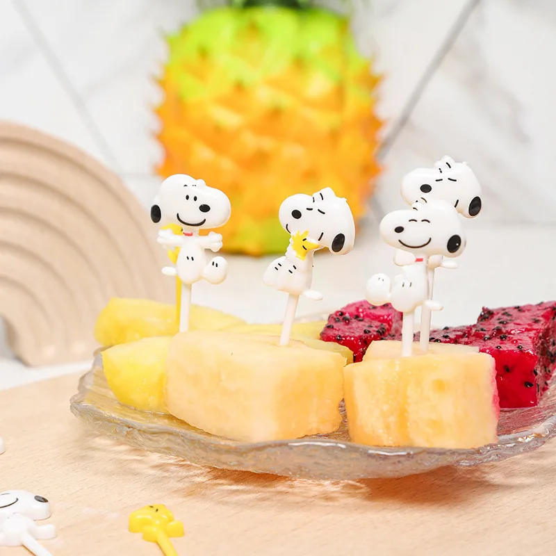Description Picture 2 of item8pcs Snoopy Mini Fork Kids Fruit Fork Bento Box Decoration Snack Cake Dessert Lunch Bento Accessories Forks Food Grade Plastic