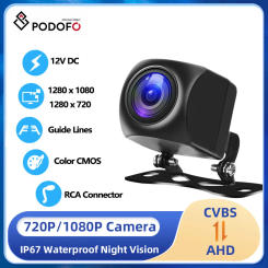 Podofo AHD 1080P Car Camera Fisheye Lens Starlight Night Vision Car Rear View Camera For 4G LTE Or AHD input Android Raido