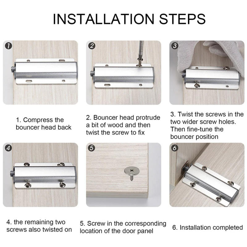 Description Picture 6 of itemNew Door Lock Latch Heavy Duty Metal Push To Open Catch Kitchen Bathroom Door Slide Bolt Wardrobe Cabinet Home Hardware