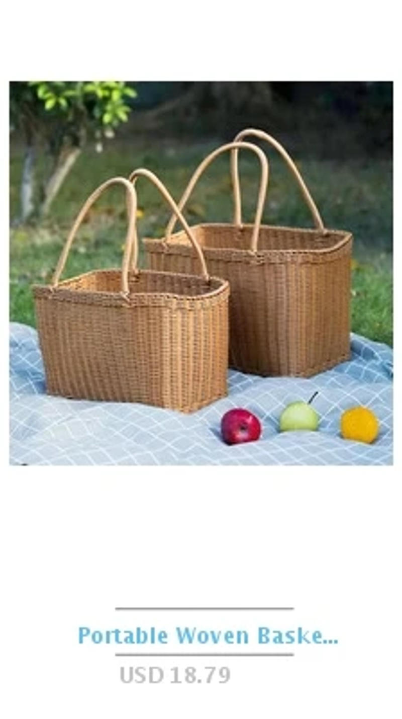 Description Picture 5 of itemWoven Rattan Storage Basket Hand-woven Laundry Basket Storage Baskets Rectangular Closet Toy Snack Sundries Clothes Organizer