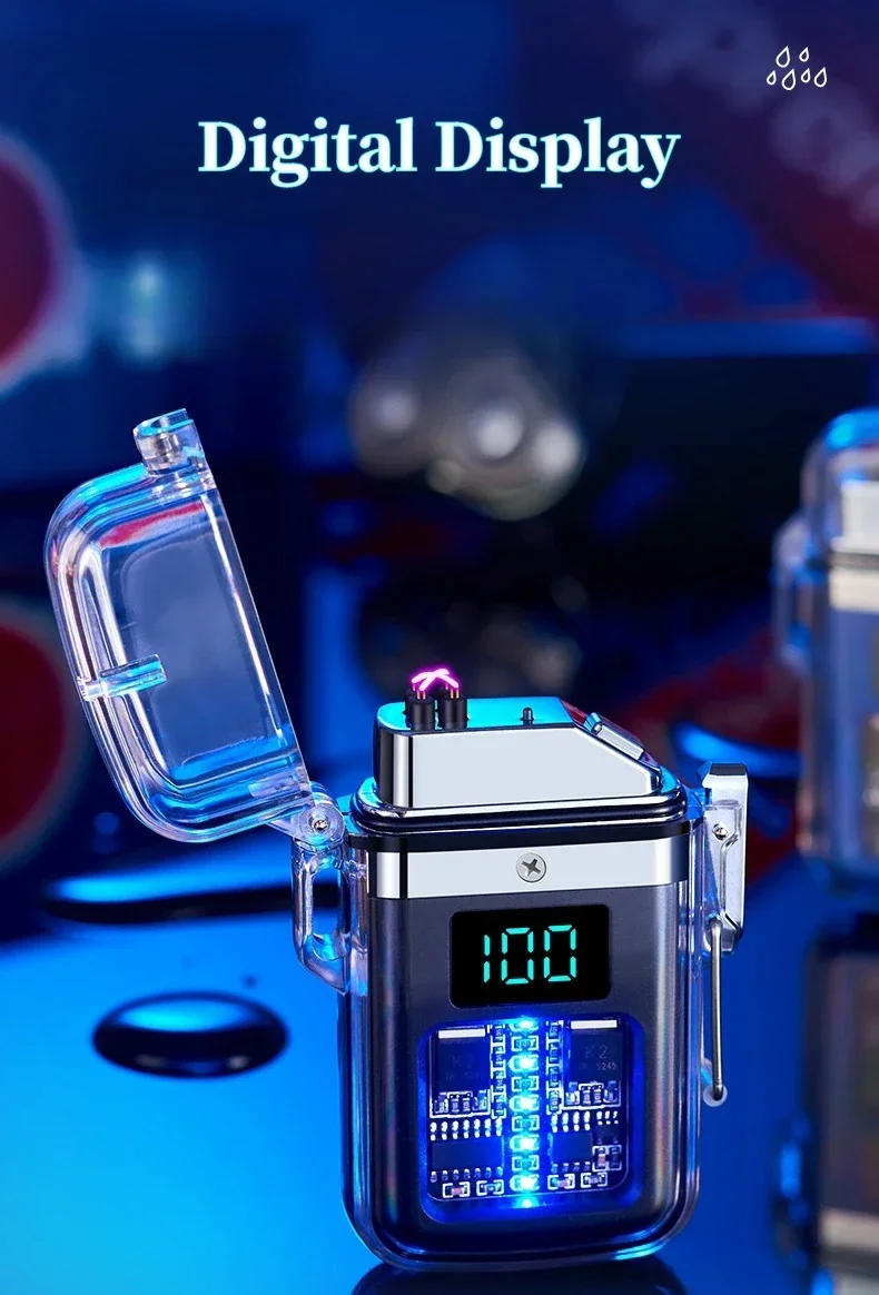 Description Picture 6 of itemHigh-end USB Rechargeable Double Arc Plasma Pulse Lighter Waterproof and Windproof Flameless Battery Display Electric Lighter