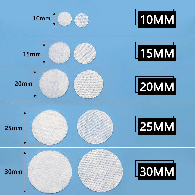 Description Picture 3 of itemSelf Adhesive Fastener Tape Dots 10/15/20/25/30mm Sticker Dots Adhesive Tape Round Hook Loop Boob Tape Strong Glue White Black