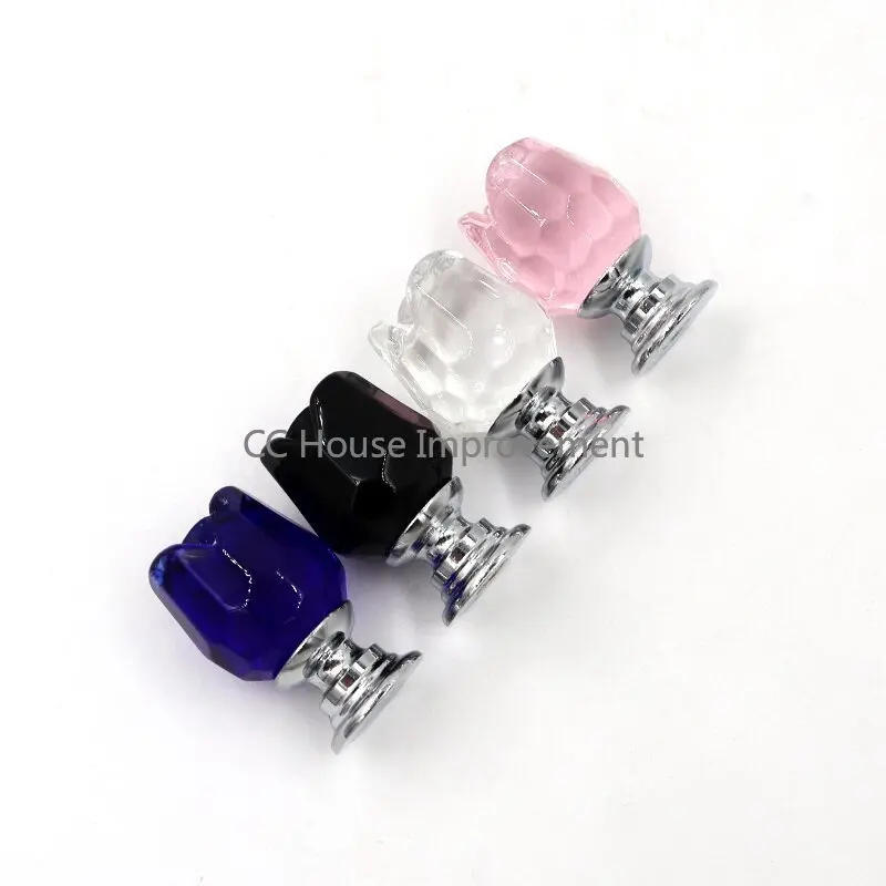 Description Picture 3 of itemDoor Knobs Pink Rose Crystal Glass Kitchen Cabinet Pulls Drawer Furniture Handle 22MM