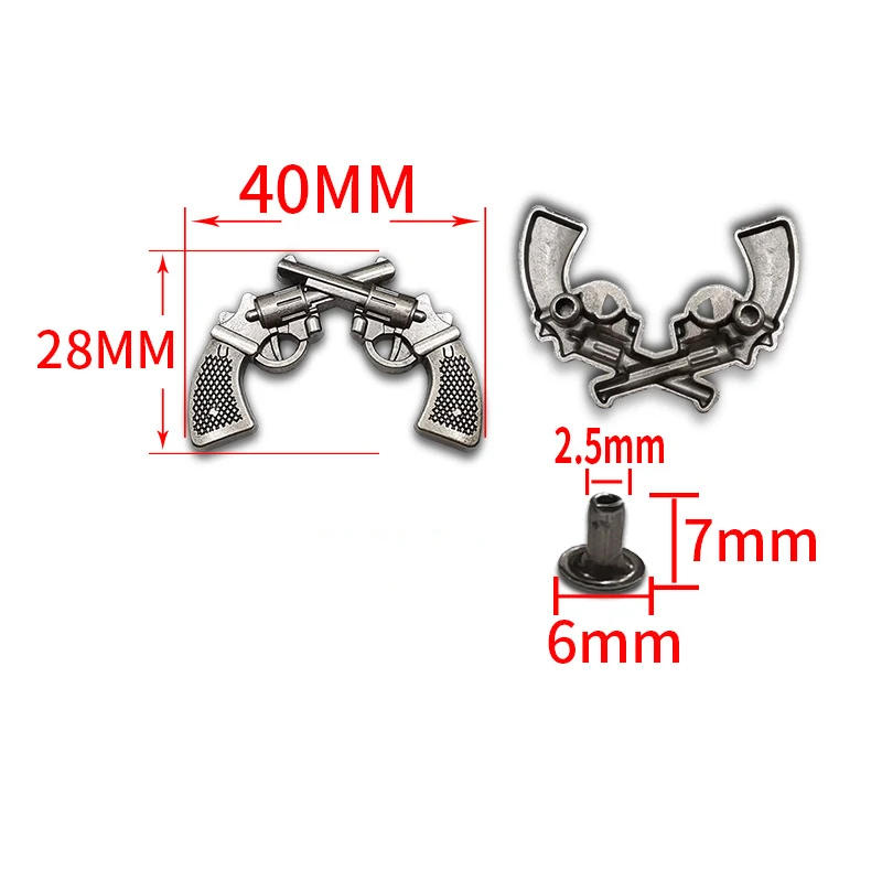 Description Picture 4 of item5pcs Western Cowboy Cross Pistol LeatherCraft Belt Decor Conchos Saddle Bridle Leathercraft Rivet DIY Sewing Accessory