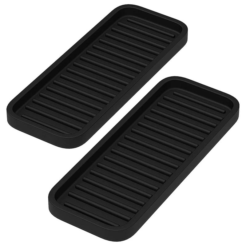 Description Picture 4 of item2Pc Kitchen Silicone Sink Holder Soap Dispenser Countertop Tray Bathroom Shower Shampoo Bottle Storage Tray Draining Pad Durable