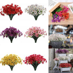 1 Bundles 31cm Outdoor Artificial Flowers UV Resistant Fake Flower With Plastic Plants Faux Silk Flower For Garden Decoration