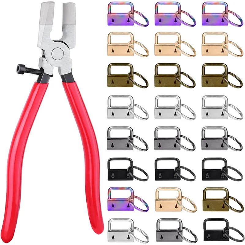 Description Picture 2 of item20/40/60PCS Webbing Tail Clip Key Fob Hardware 25mm Keychain Split Ring with Tool  Pliers for Wrist Wristlets Cotton Tail Clip