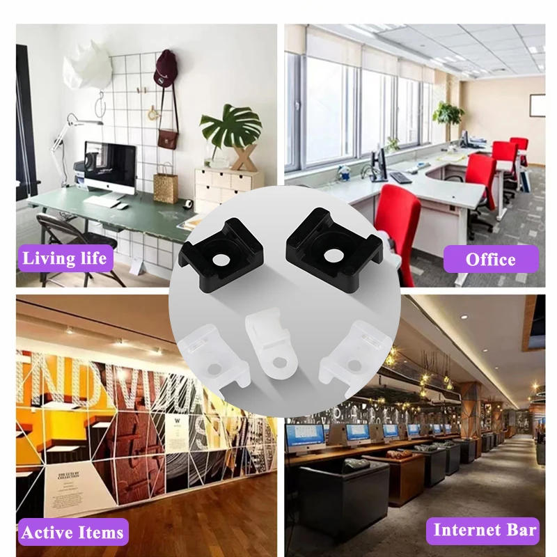 Description Picture 6 of itemCable Tie Mounts Seat Fixed Seat 100pcs Wire Buddle Saddle Type Plastic Holder White Black Plastic Saddle Cable Mount Holder