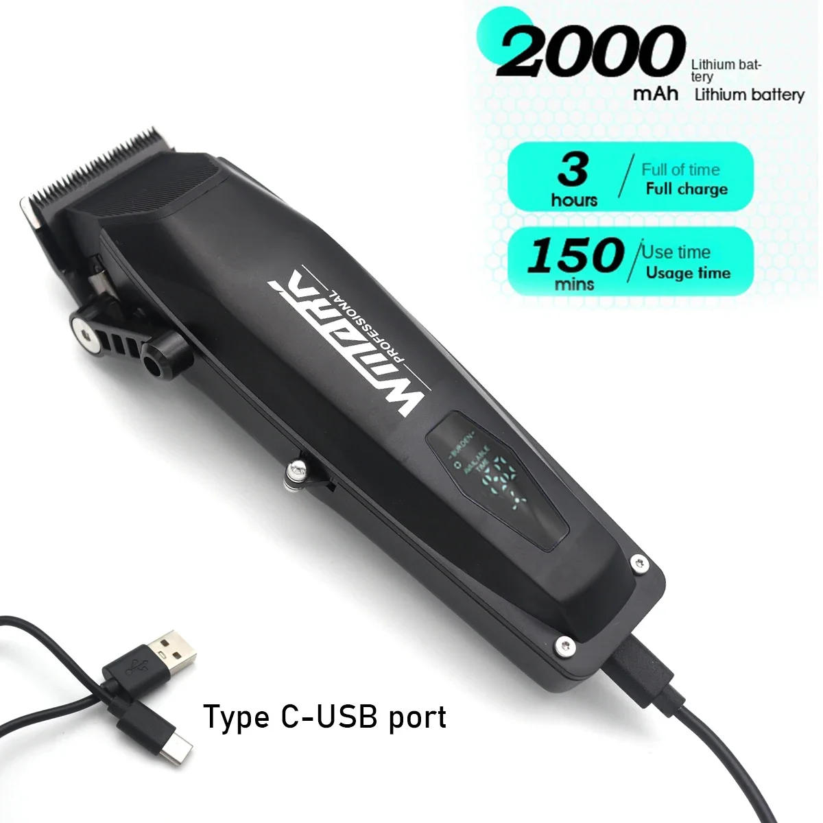 Description Picture 2 of itemHair Clipper Men Professional Kit with LED Display 9000RPM DLC Blade Barber Shop Hair Cutting Machine