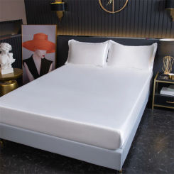 High-End Solid Color Fitted Sheet Luxury Satin Mattress Cover With Elastic Band Bedsheet Bedding Fit Sheet