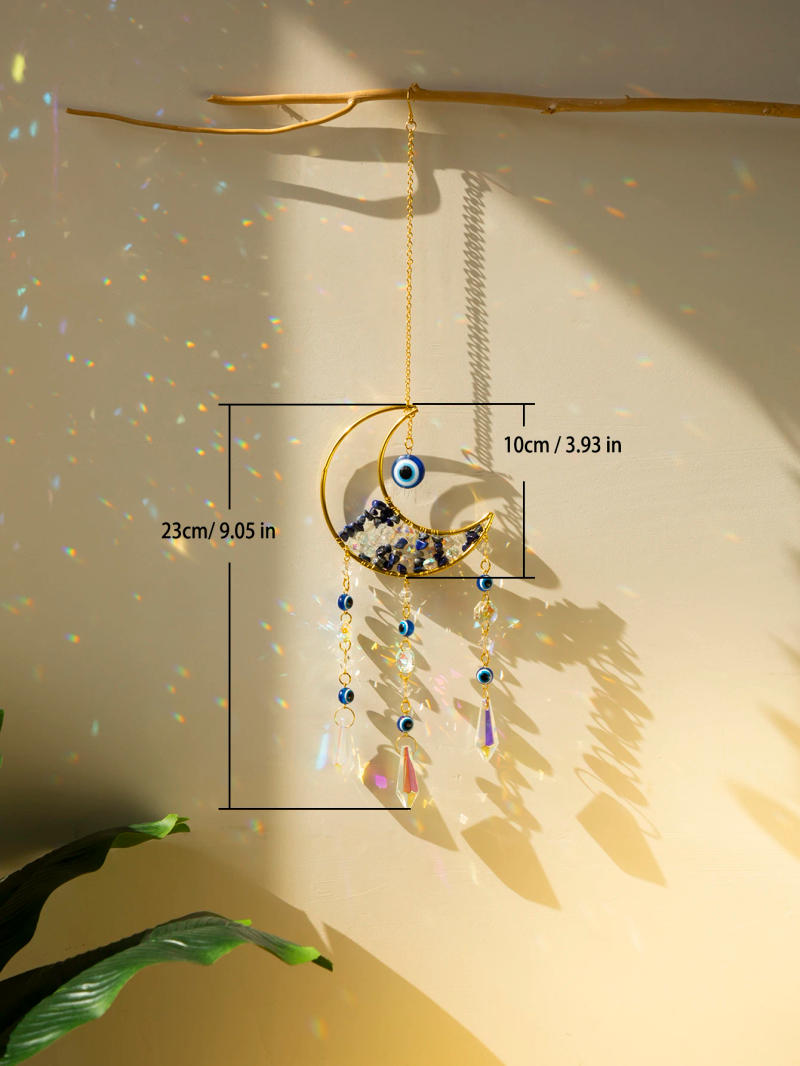 Description Picture 3 of itemCrystal Suncatcher Moon Star Wall Hanging Decor Healing Crystals Rainbow Maker for Garden Outdoor Decoration Spring Window Decor