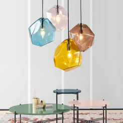 Nordic LED Pendant Light Colorful Stone Glass luminaire suspendu Indoor G4 Hanging Lamp Restaurant dining room bar light fixture