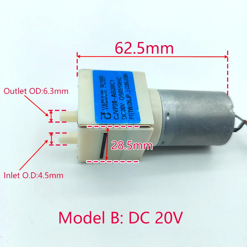 Description Picture 3 of itemCONJOIN CJVP28 Small Vacuum Air Pump DC 12V/20V Micro Diaphragm Self priming Suction Pump Negative Pressure Pump DIY Monitor
