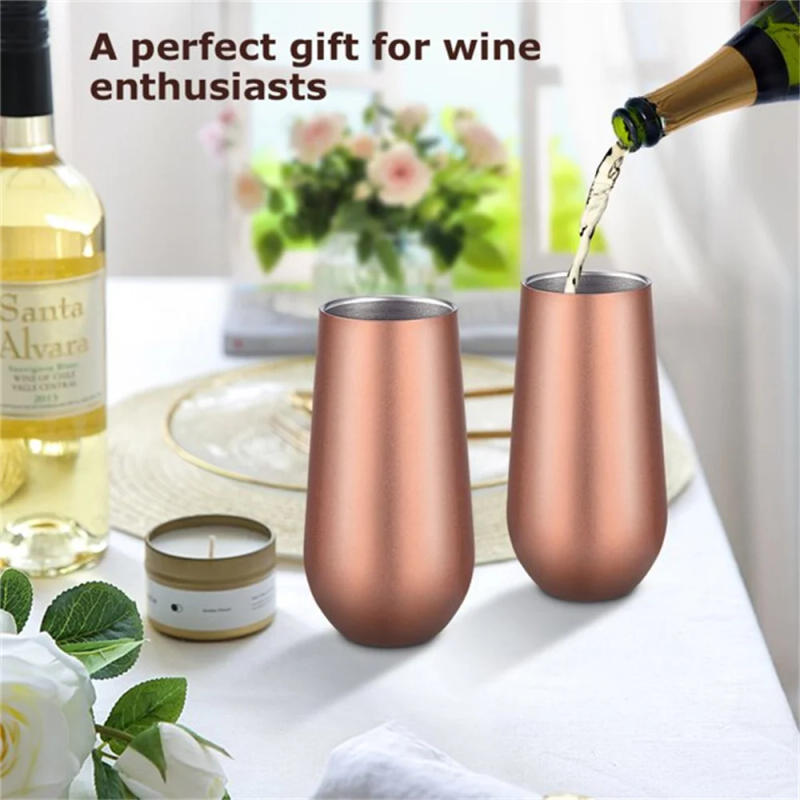 Description Picture 3 of item6oz Stainless Steel Thermos Champagne Tumbler Cup With Lids Wine Glass Beer Cup Wedding Party Festival Mug Gift