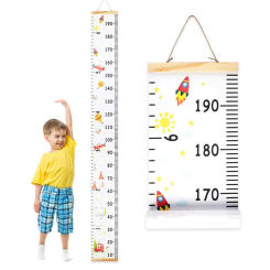 Children Height Measuring Rulers Removable Roll Up Height Measure Chart with Frame Decorative Wall Hanging Baby Growth Chart