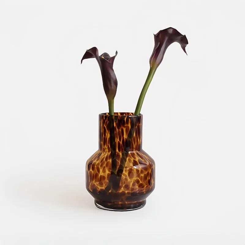 Description Picture 4 of itemTortoiseshell Glass Vase Vintage Leopard Print Plant Flower Pot Floral Arrangement Display Crafts Home Decoration Accessories