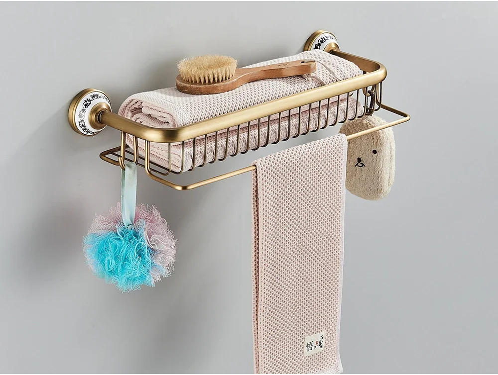 Description Picture 3 of itemBathroom Accessory Antique Brass Luxury Paper Holder Toilet Brush Rack Commodity Basket Shelf Soap Dish Towel Ring & Hair Dryer