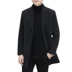 New Business Casual Italian-style Fashion Host Travel Plus Cotton Thickened Mid-length Wool Coat with All Casual Men's Coats