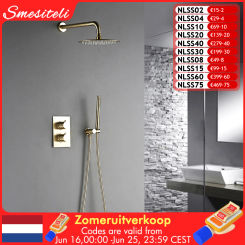Smesiteli 8 10 12 Inch Bathroom Faucet 2 Dial 2 Way Gold Shower Set Diverter Thermostatic Control Mixing Valve Rainshwoer Sets