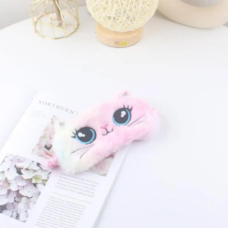 Description Picture 4 of itemCartoon Plush Eye Mask Simulation Silk Lunch Break Cute Students Cat Plush Eye Shading Tool Blackout Colorful Plush Eye Mask