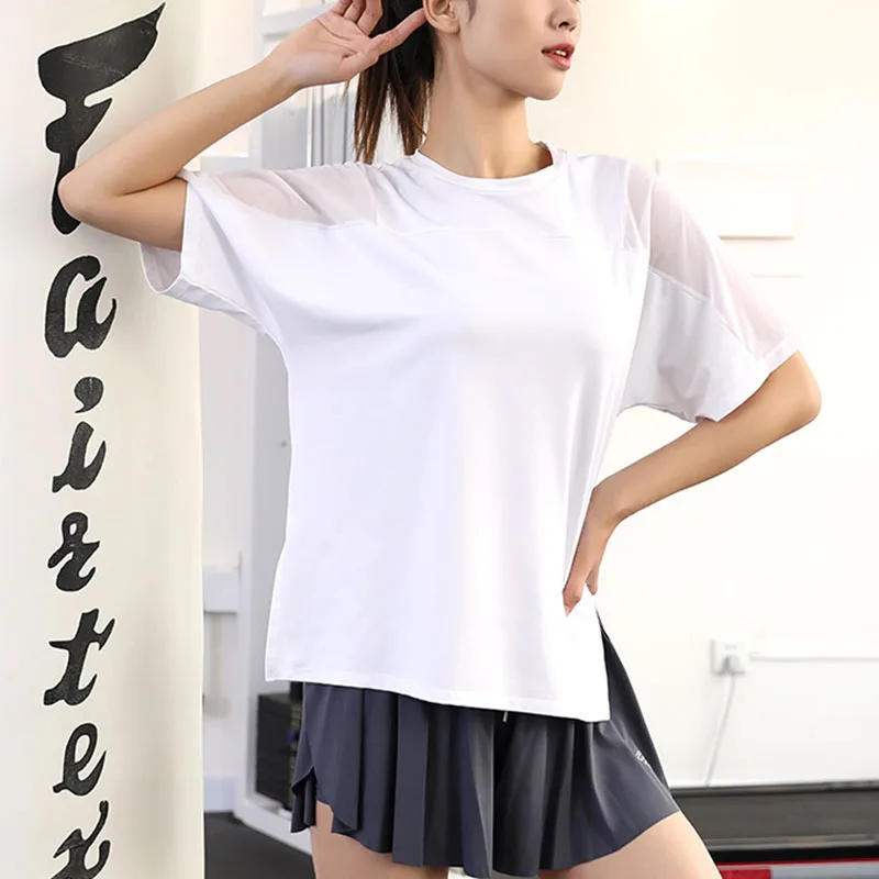 Description Picture 6 of itemWomen Yoga Top Solid Short Sleeve Sport T-Shirt Loose Fitness Yoga Top Gym Shirt Casual Running Top Training Shirt