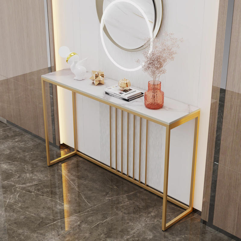 Description Picture 4 of item47.2" Extra Long Console Table Sintered Top Gold Metal Leg Sofa Table for Hallway Entryway