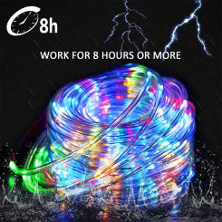 Led Solar Tube Rope Light Garden Holiday Outdoor Wedding Decor WaterProof String Light for Christmas Patio Tree Party Decor Lamp