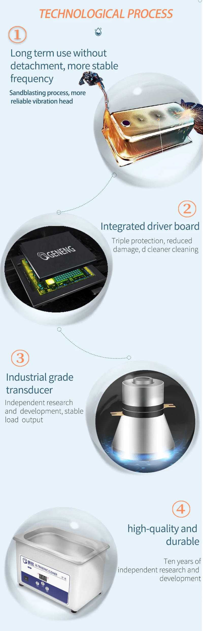 Description Picture 5 of itemGENEGN 800mL Ultrasonic Cleaner, 60W Power, 40kHz Ultra Sonic Cleaning Machine For Jewelry, Eyeglasses, Watch, Small Parts