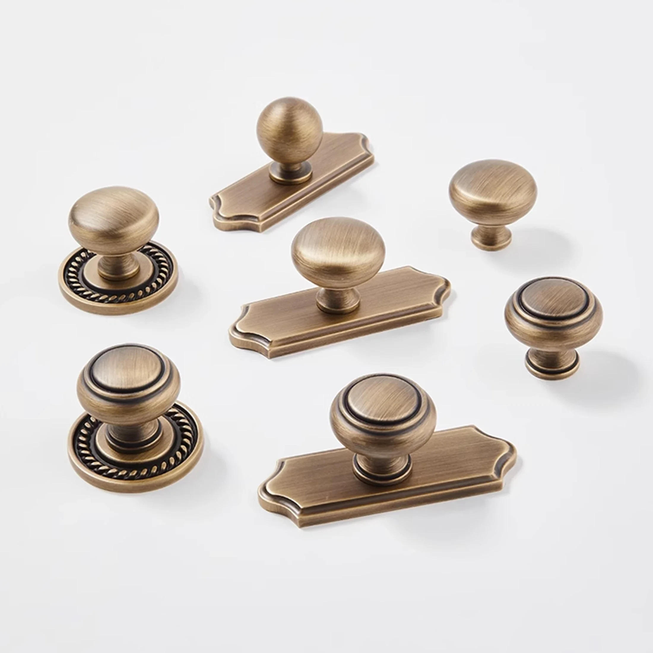 Description Picture 3 of itemAntique Bronze Cabinet Handles With Backplate Solid Brass Vintage Wardrobe Pulls Kitchen Cupboard Door Knobs Furniture Handle