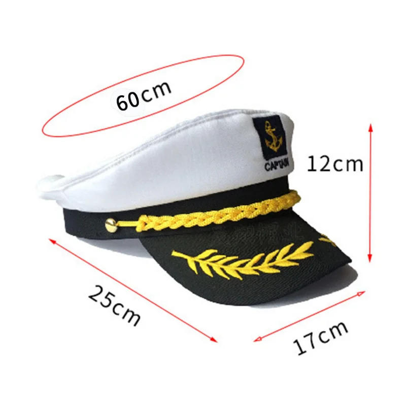 Description Picture 2 of itemAdult Yacht Boat Ship Sailor Captain Costume Hat Navy Marine Admiral 3D Embroidered Captain Hat Party Decoration
