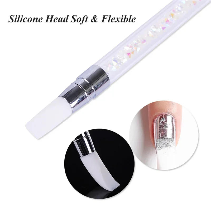 Description Picture 4 of itemDual-ended Silicone Sculpture Nail Art Pen Nail Art Brush Carving Mirror Glitter Powder Dotting Painting Nail Pen Manicure Tools