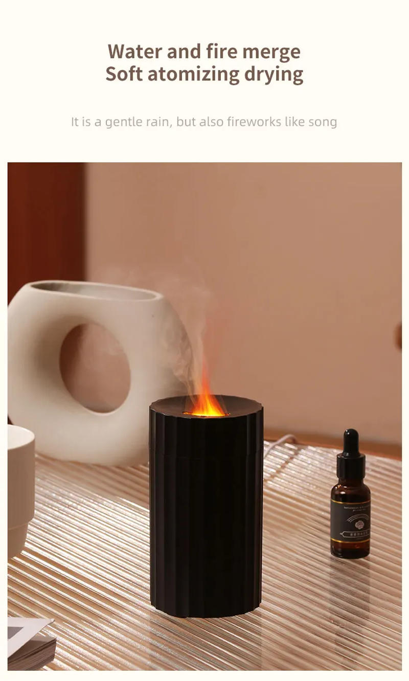 Description Picture 5 of itemPortable Car Simulation Flame Aroma Diffuser 7 Colorful Light 100ml Mini Ultrasonic Essential Oil Humidifier USB Power Supply