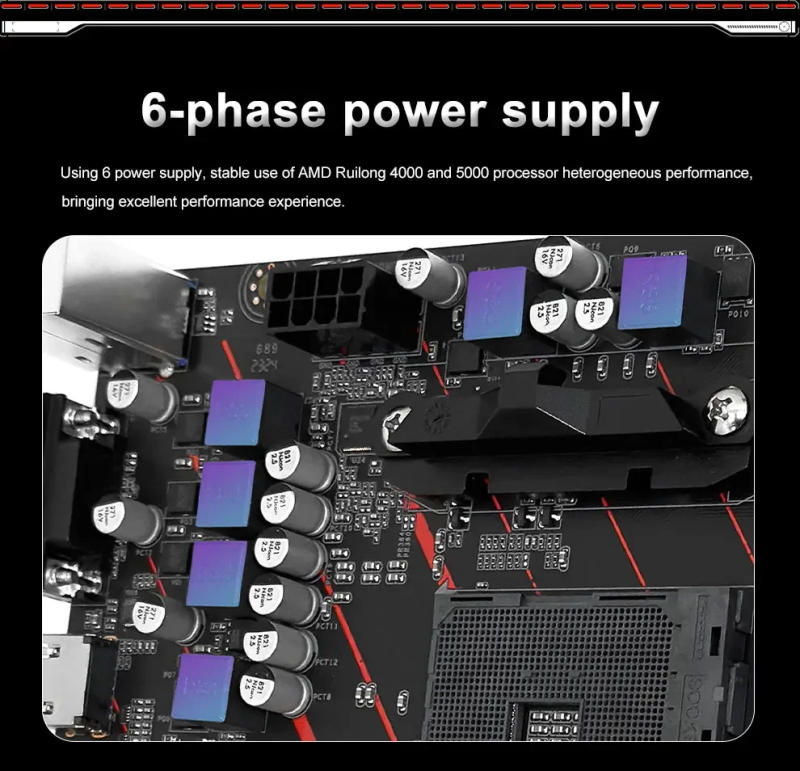 Description Picture 3 of itemJGINYUE AM4 Motherboard supports AMD Ryzen R3 5 7 1/2/3/4/5th CPU processors DDR4 dual channel Memory RAM M-ATX A520M-H