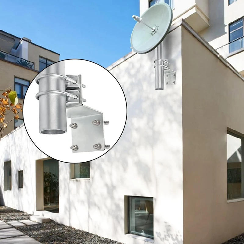 Description Picture 3 of itemAntenna Pole Mount Kits, Antenna Pole Mount Bracket With Double U-Bolts Clamp V Jaw Bracket For Antenna Pole Holder Easy Install