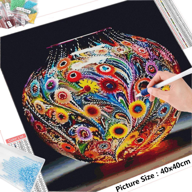 Description Picture 3 of itemHUACAN Diamond Embroidery Vase New Arrival Diamond Painting Cartoon Cross Stitch Mosaic Rhinestones Picture Wall Art