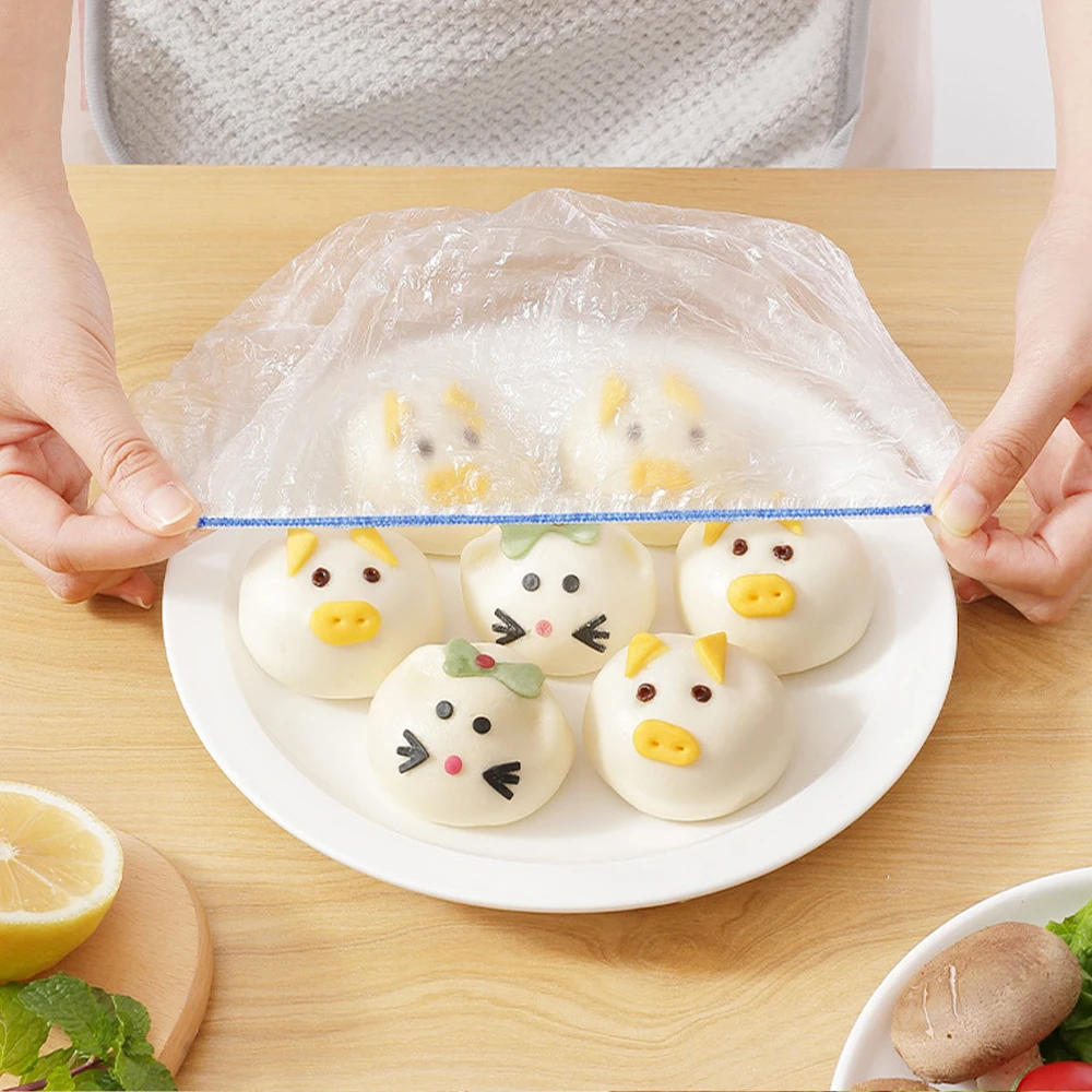 Description Picture 3 of itemDisposable Food Cover Reusable Colorful Elastic Plate Fruit Cover Lids Fresh-keeping Food Wrap Bags Covers Kitchen Accessories