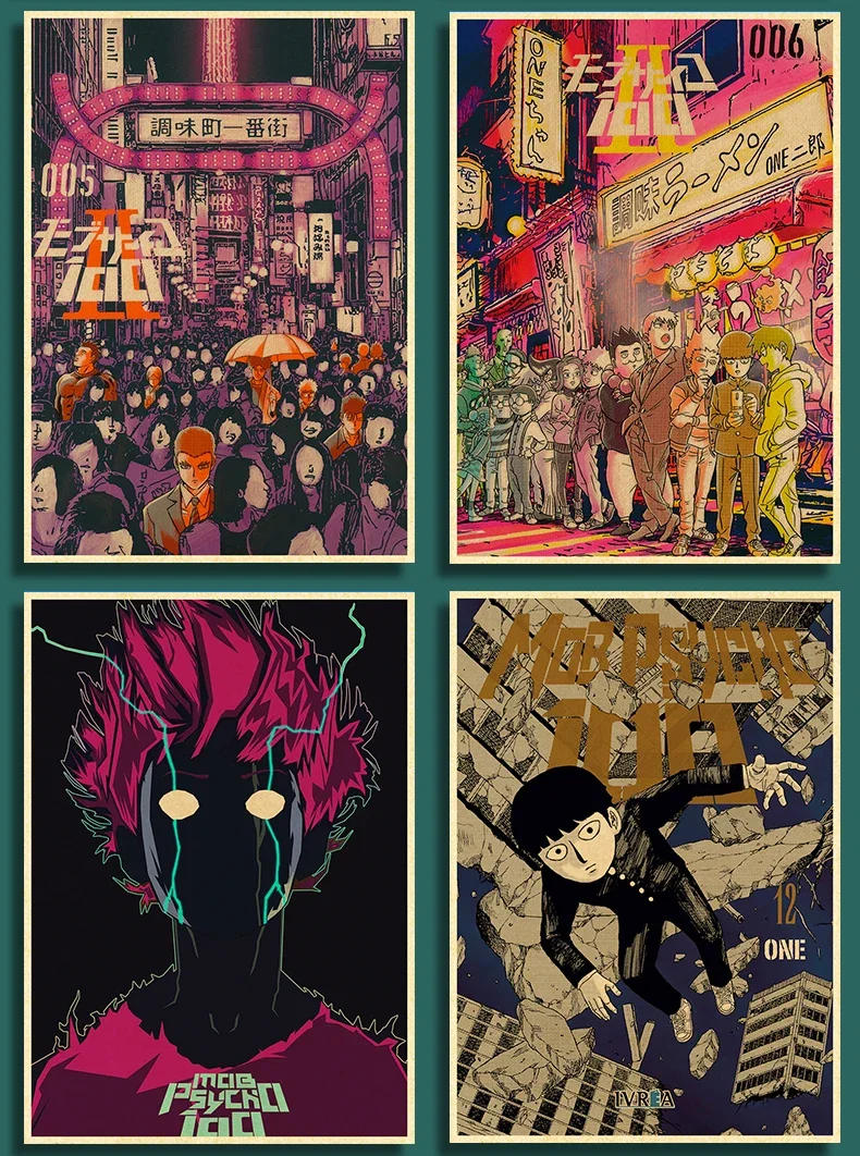 Description Picture 6 of itemJapan Anime Posters Mob Psycho 100 Poster Wall Vintage Kraft Paper Home Living Room Wall Stickers Art Painting No Frame