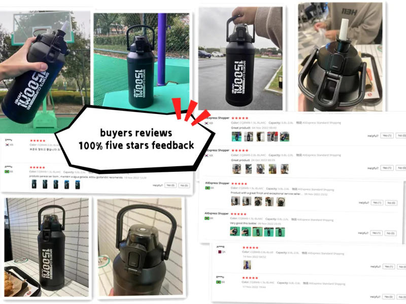 Description Picture 3 of item2L Water Bottle Thermos Bottle with Removable Straw Outdoor Portable Stainless Steel Water Bottle with Carry Handle for Gym