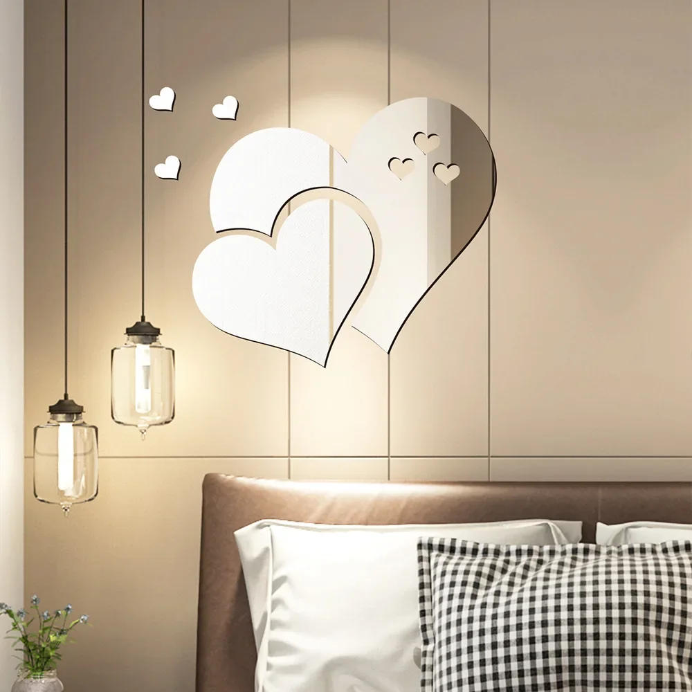 Description Picture 4 of item3D Acrylic Wall Stickers Europe Style Hearts Fashion DIY Decals Self-adhesive LOVE Wedding Background Decoration Mirror Ornament