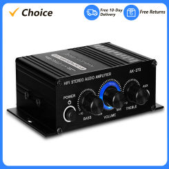 AK270 Mini Audio 2-Channel Stereo Power Amplifier Portable Sound Amplifier AUX Input Speaker Amp for Car and Home