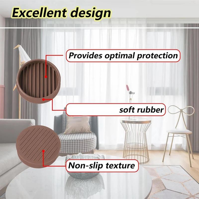 Description Picture 6 of item4Pcs Round Rubber Furniture Caster Cups, Anti-Sliding Furniture Pads Bed Stopper Floor Protectors