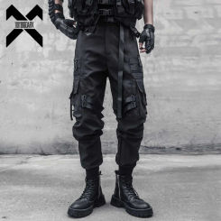 Hip Hop Tactical Joggers Pants Men Functional Ribbons Cargo Trousers 2024 Elastic Waist Fahsion Streetwear Pant Techwear