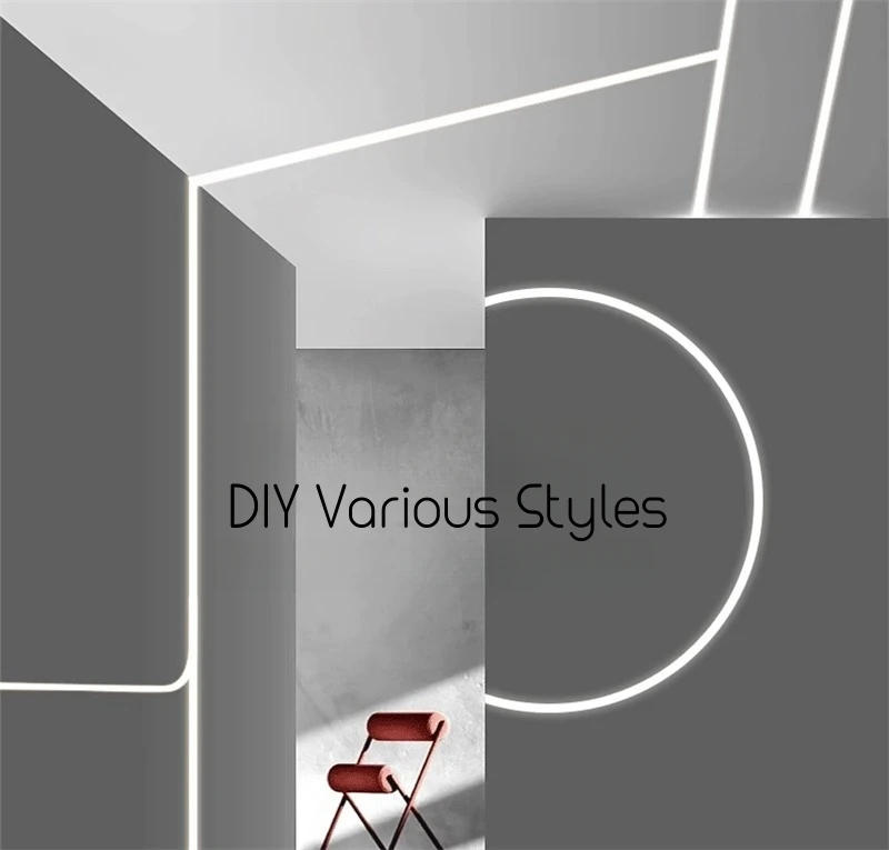 Description Picture 2 of itemTrimless Recessed Curved LED Aluminum Profile Bendable Hidden Ceiling Channel Soft Cover Wall Floor Decor Linear Bar Strip Light